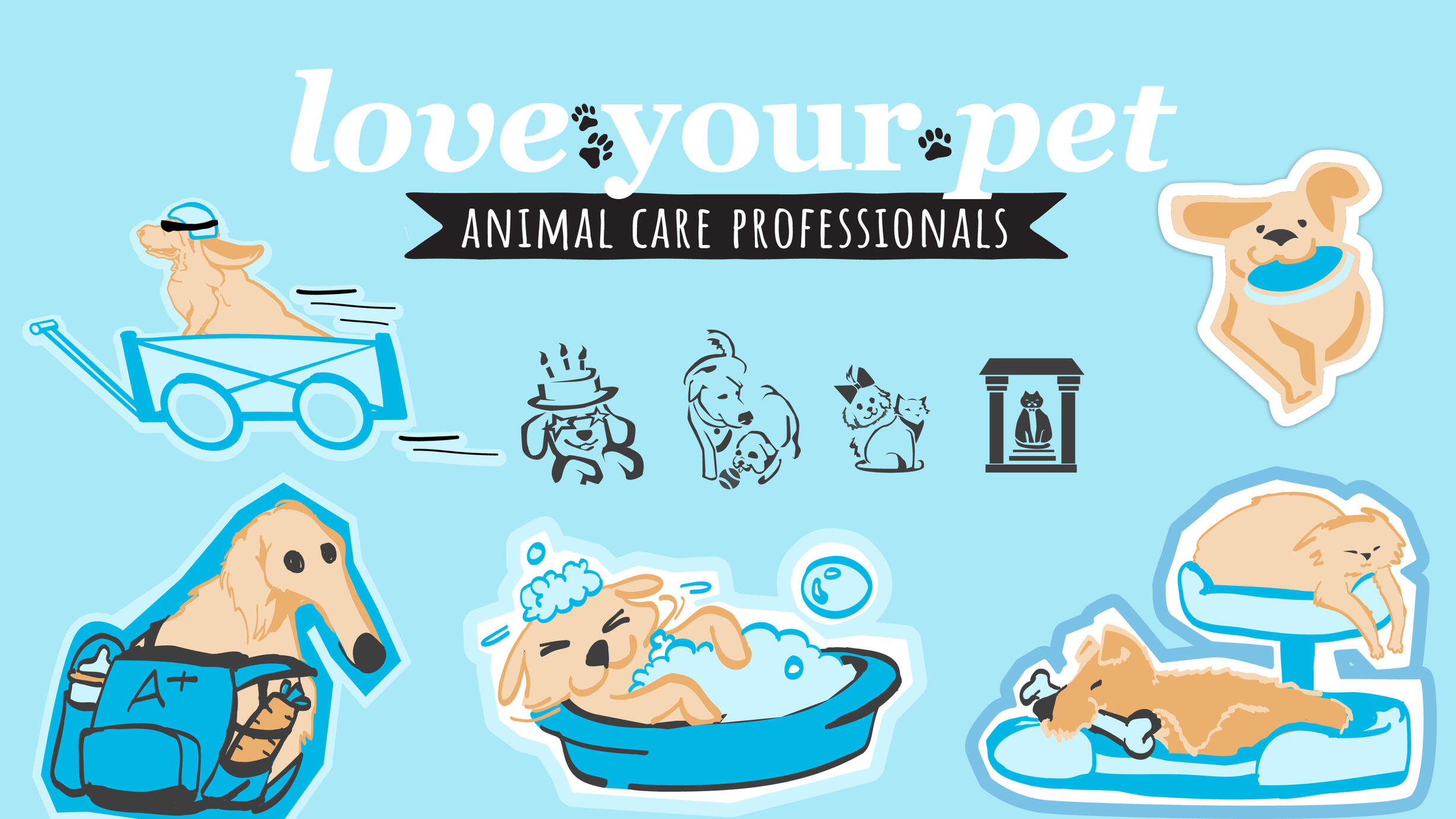 While working under Mad Attic Design Agency, I created bubble icons for a local Doggy Daycare, Love your pet.