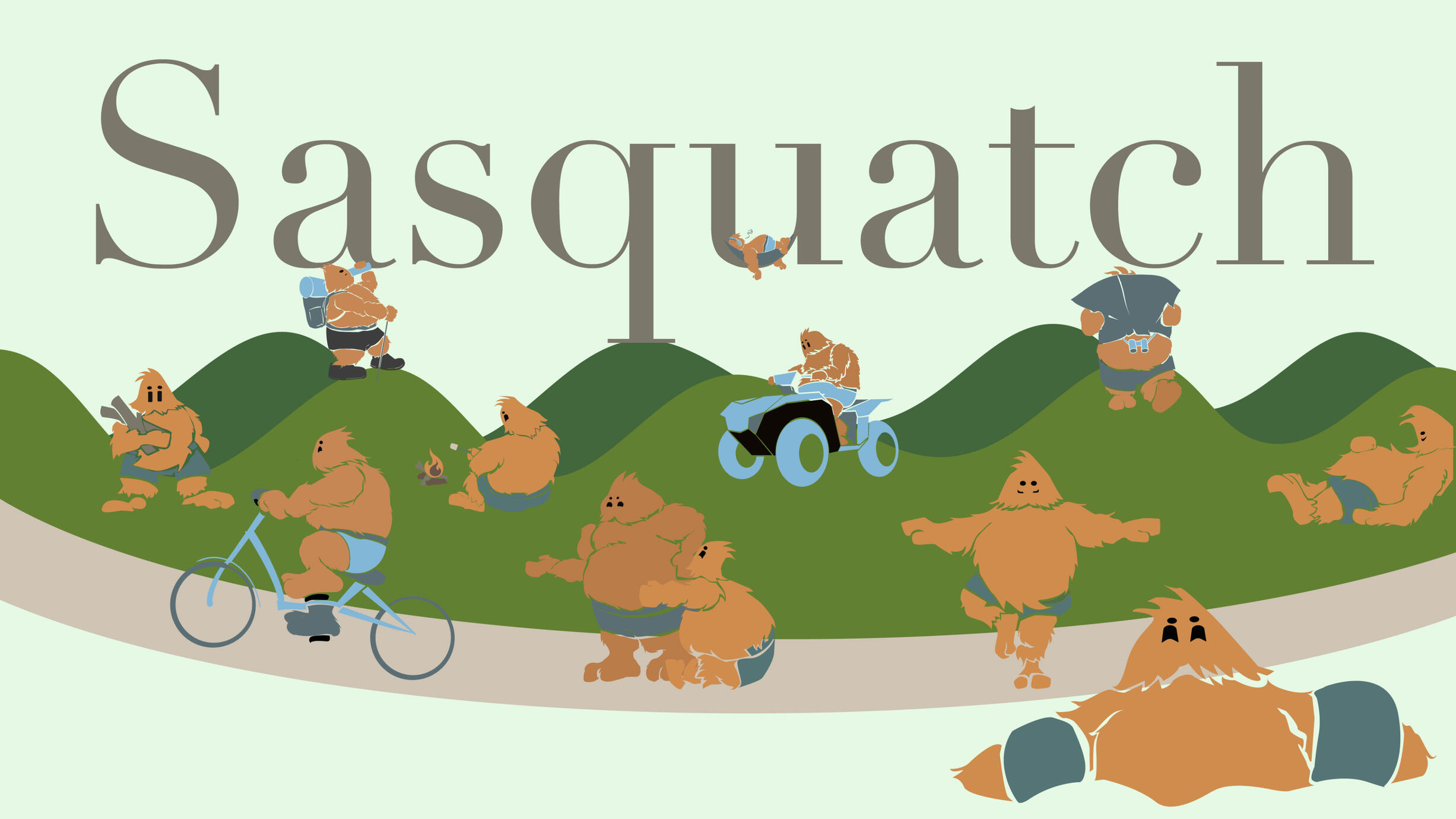 I designed a Sasquatch Character for Pinnacle Lifestyle and Compiled it into an illustration. The Sasquatch embodies the summer unwinding that most people feel when on vacation.